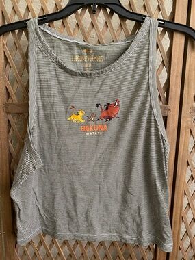Disney The Lion King Striped Tee in Olive Green & Yellow Logo